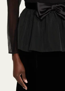 Valentino GaravaniSablé Velvet Peplum Backless Gown