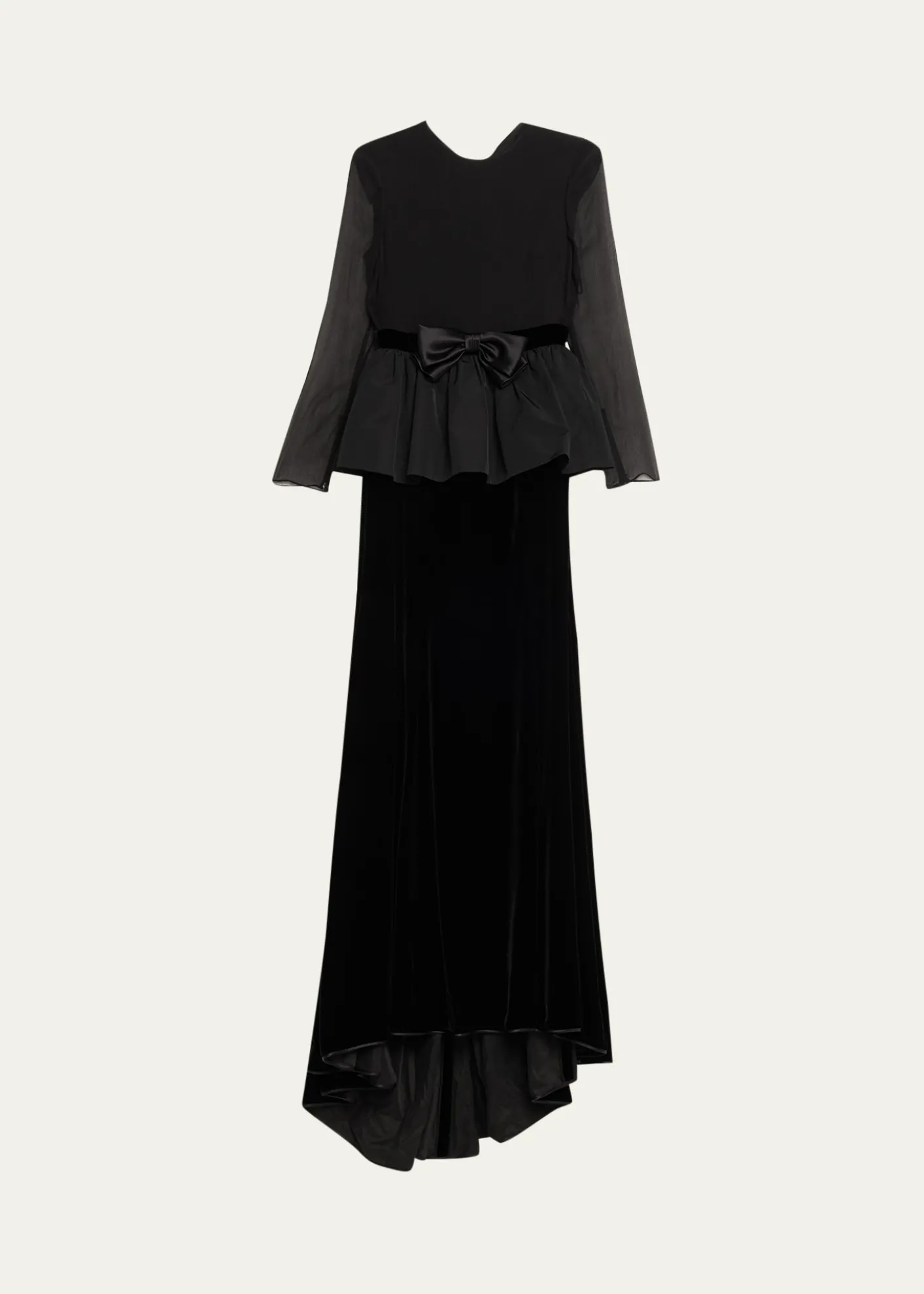 Valentino GaravaniSablé Velvet Peplum Backless Gown