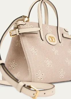 Valentino GaravaniSmall Eyelet-Embroidered Canvas Tote Bag