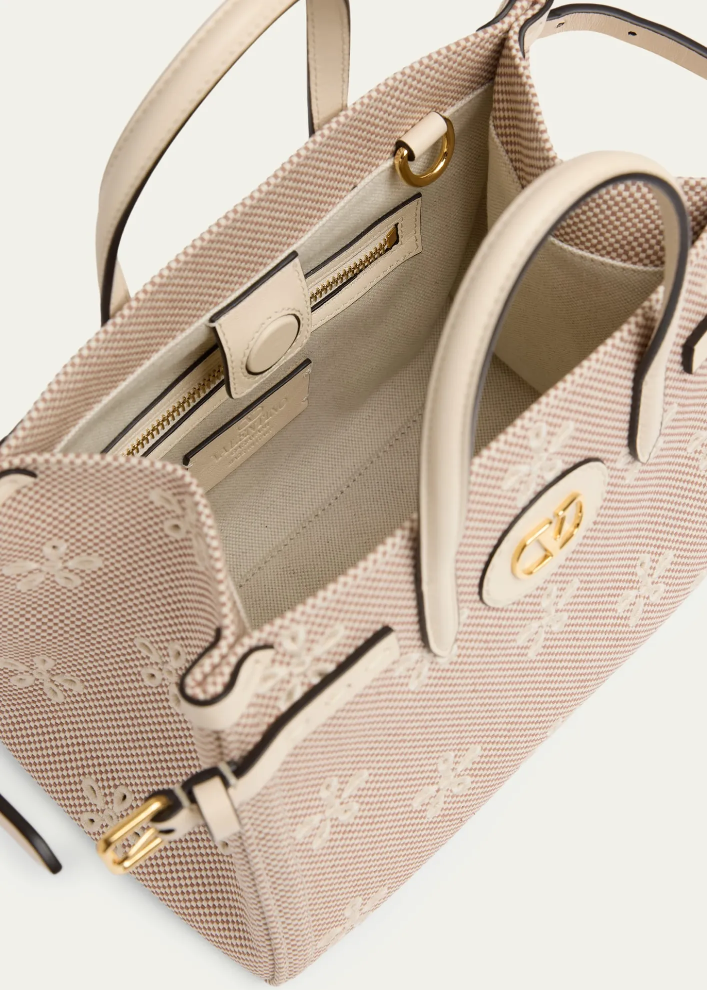 Valentino GaravaniSmall Eyelet-Embroidered Canvas Tote Bag
