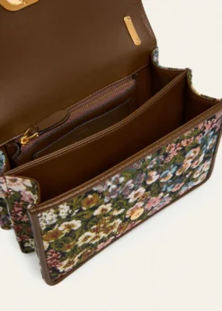 Valentino GaravaniSmall Floral Woven Leather-Trim Shoulder Bag