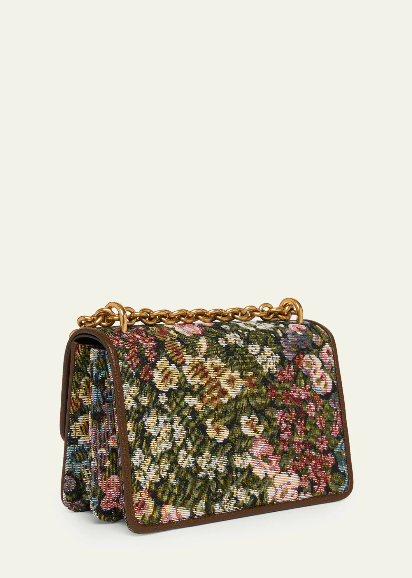 Valentino GaravaniSmall Floral Woven Leather-Trim Shoulder Bag