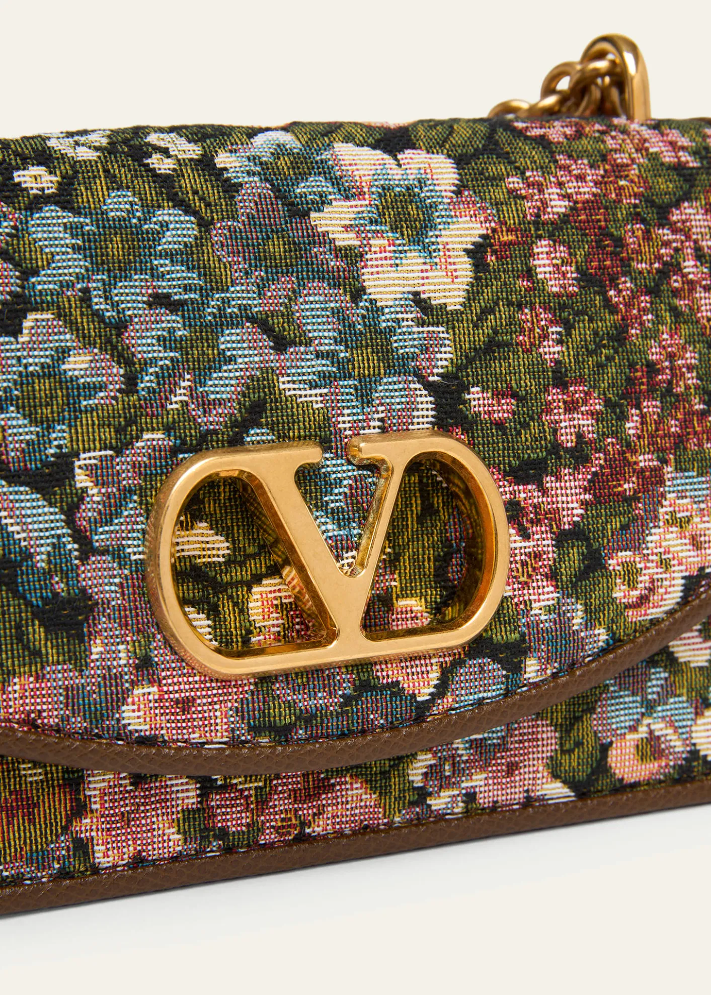 Valentino GaravaniSmall Floral Woven Leather-Trim Shoulder Bag