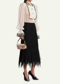 Valentino GaravaniSmall Floral-Embroidered Woven Flax Shoulder Bag