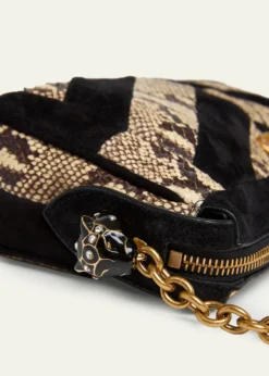 Valentino GaravaniSmall Patchwork Suede & Python Shoulder Bag