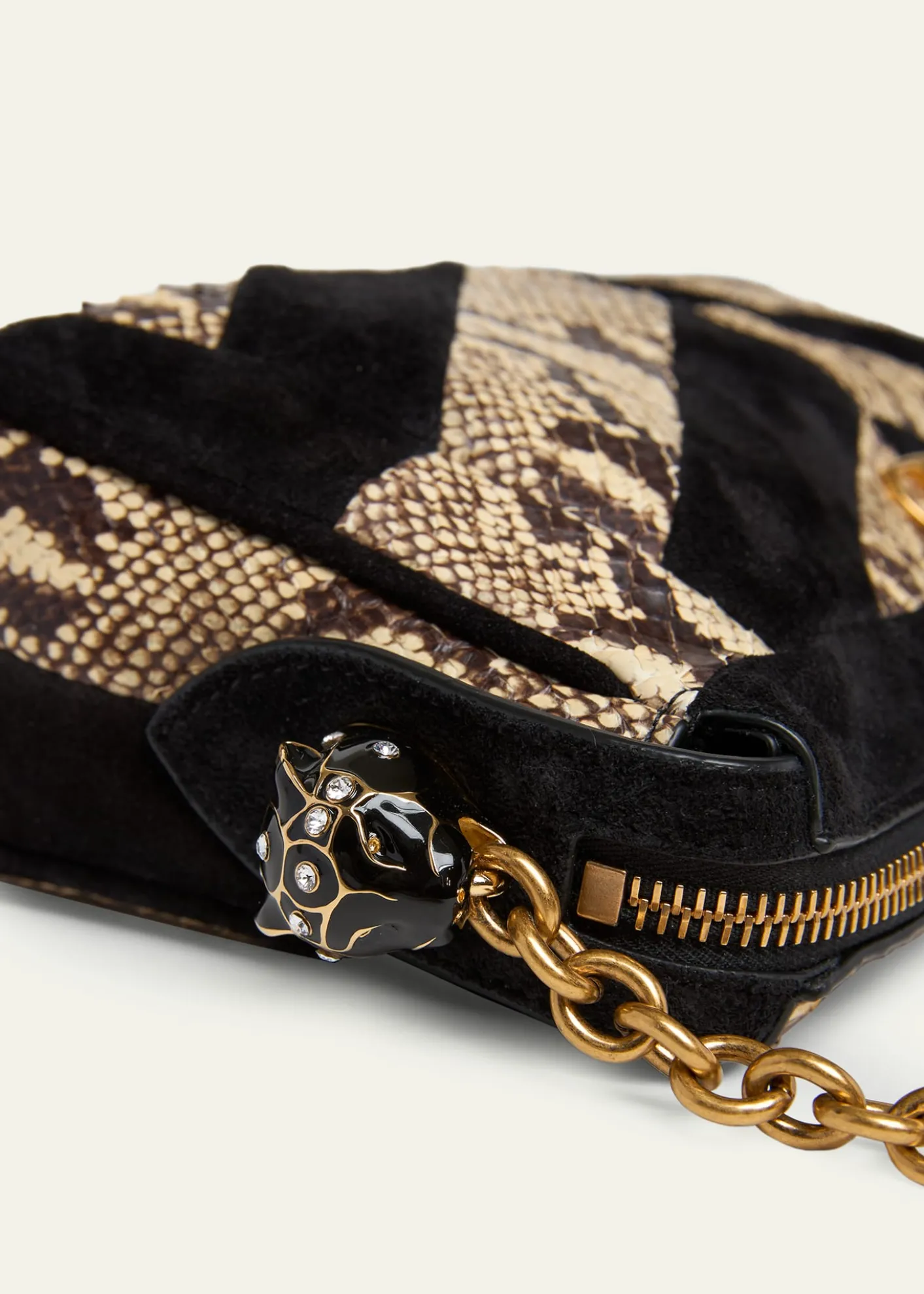Valentino GaravaniSmall Patchwork Suede & Python Shoulder Bag