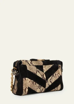 Valentino GaravaniSmall Patchwork Suede & Python Shoulder Bag
