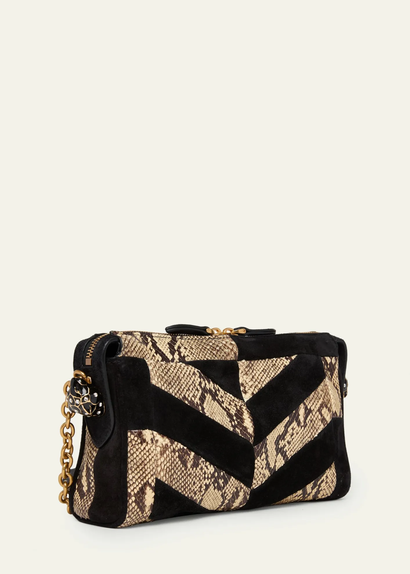 Valentino GaravaniSmall Patchwork Suede & Python Shoulder Bag