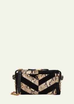 Valentino GaravaniSmall Patchwork Suede & Python Shoulder Bag