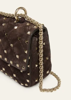 Valentino GaravaniSmall Quilted Rockstud Suede Shoulder Bag