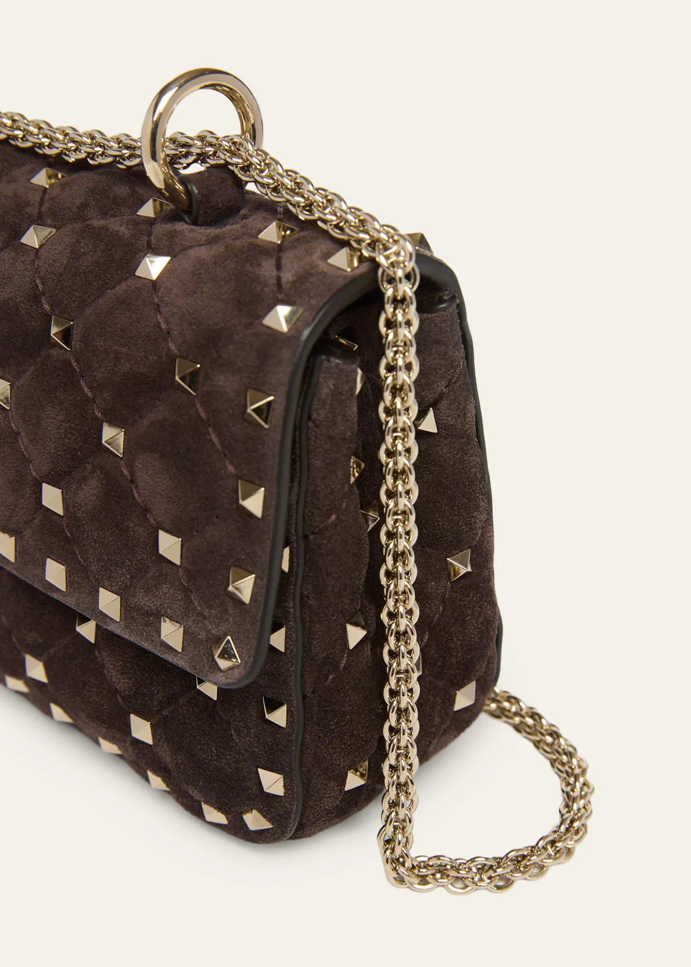 Valentino GaravaniSmall Quilted Rockstud Suede Shoulder Bag