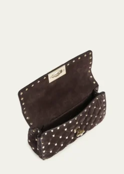 Valentino GaravaniSmall Quilted Rockstud Suede Shoulder Bag