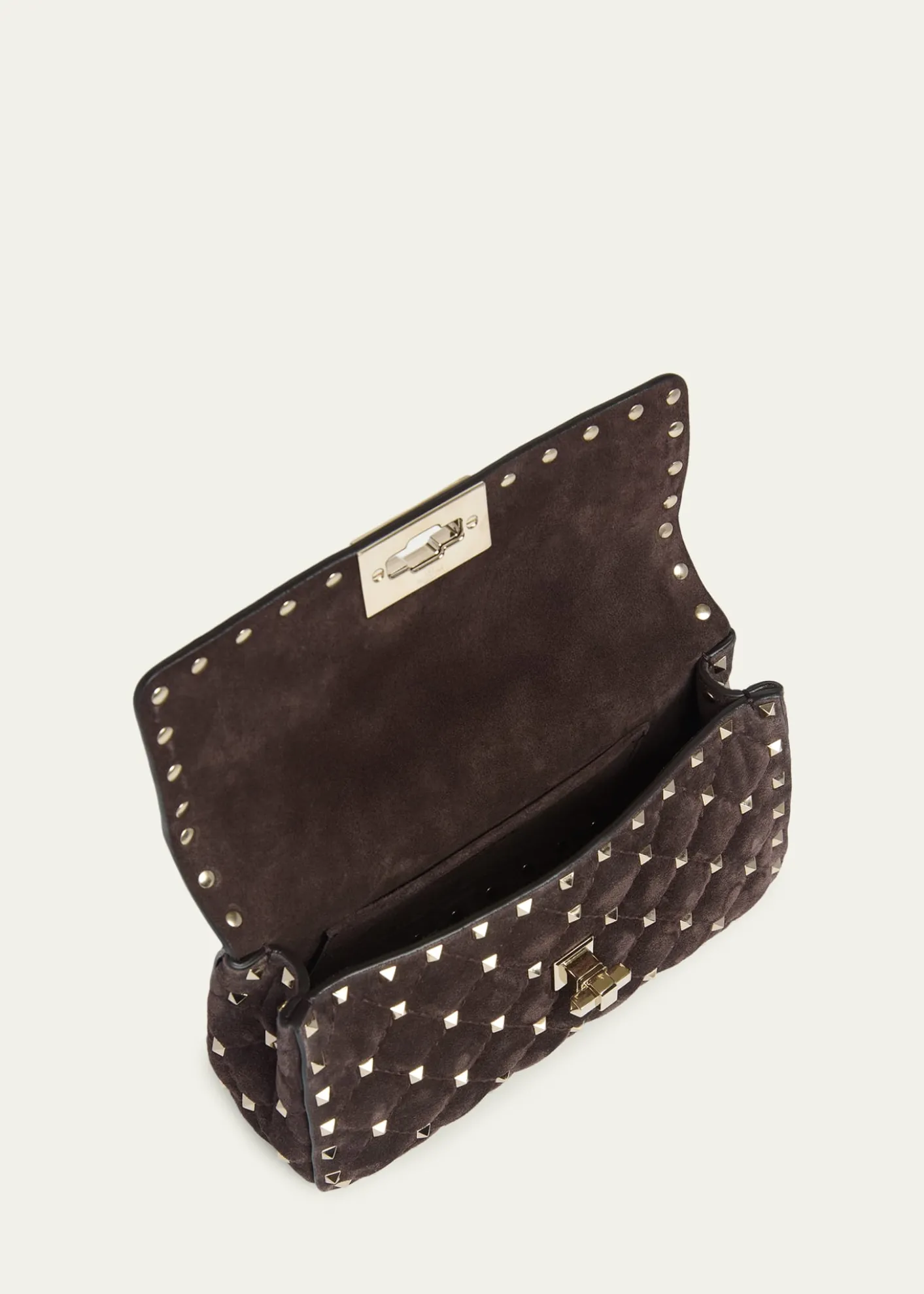 Valentino GaravaniSmall Quilted Rockstud Suede Shoulder Bag