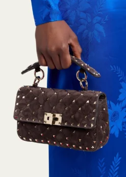 Valentino GaravaniSmall Quilted Rockstud Suede Shoulder Bag