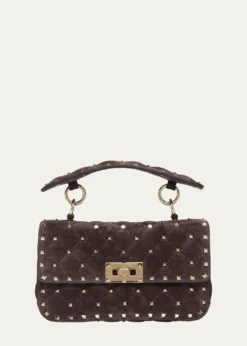 Valentino GaravaniSmall Quilted Rockstud Suede Shoulder Bag