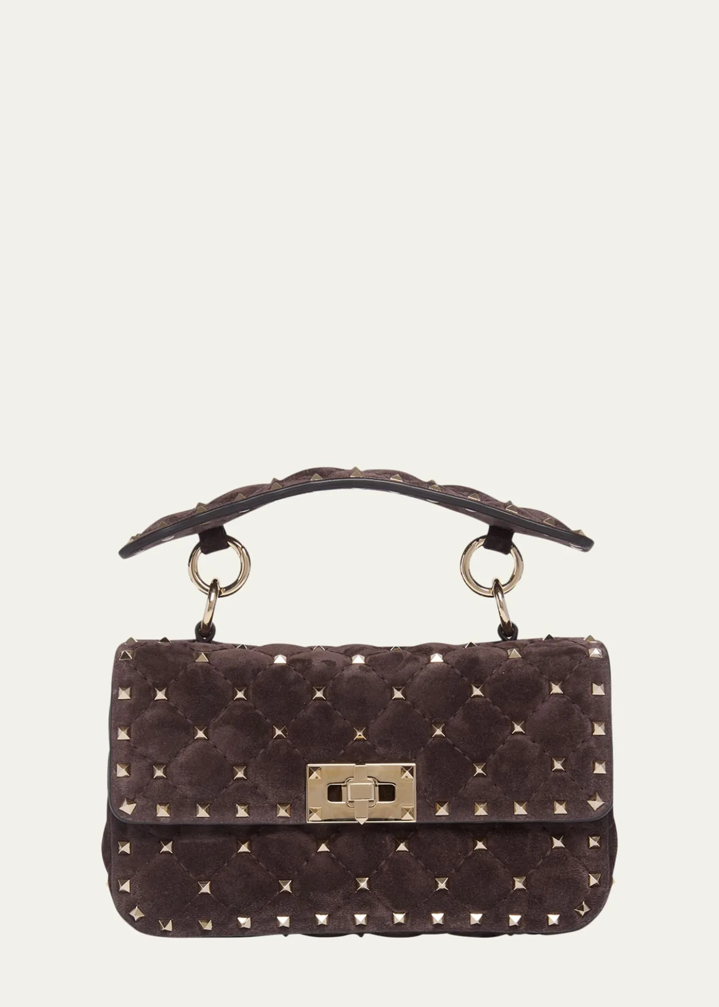 Valentino GaravaniSmall Quilted Rockstud Suede Shoulder Bag