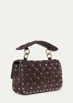 Valentino GaravaniSmall Quilted Rockstud Suede Shoulder Bag