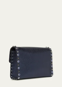 Valentino GaravaniSmall Rockstud & Rhinestone Metallic Leather Crossbody Bag