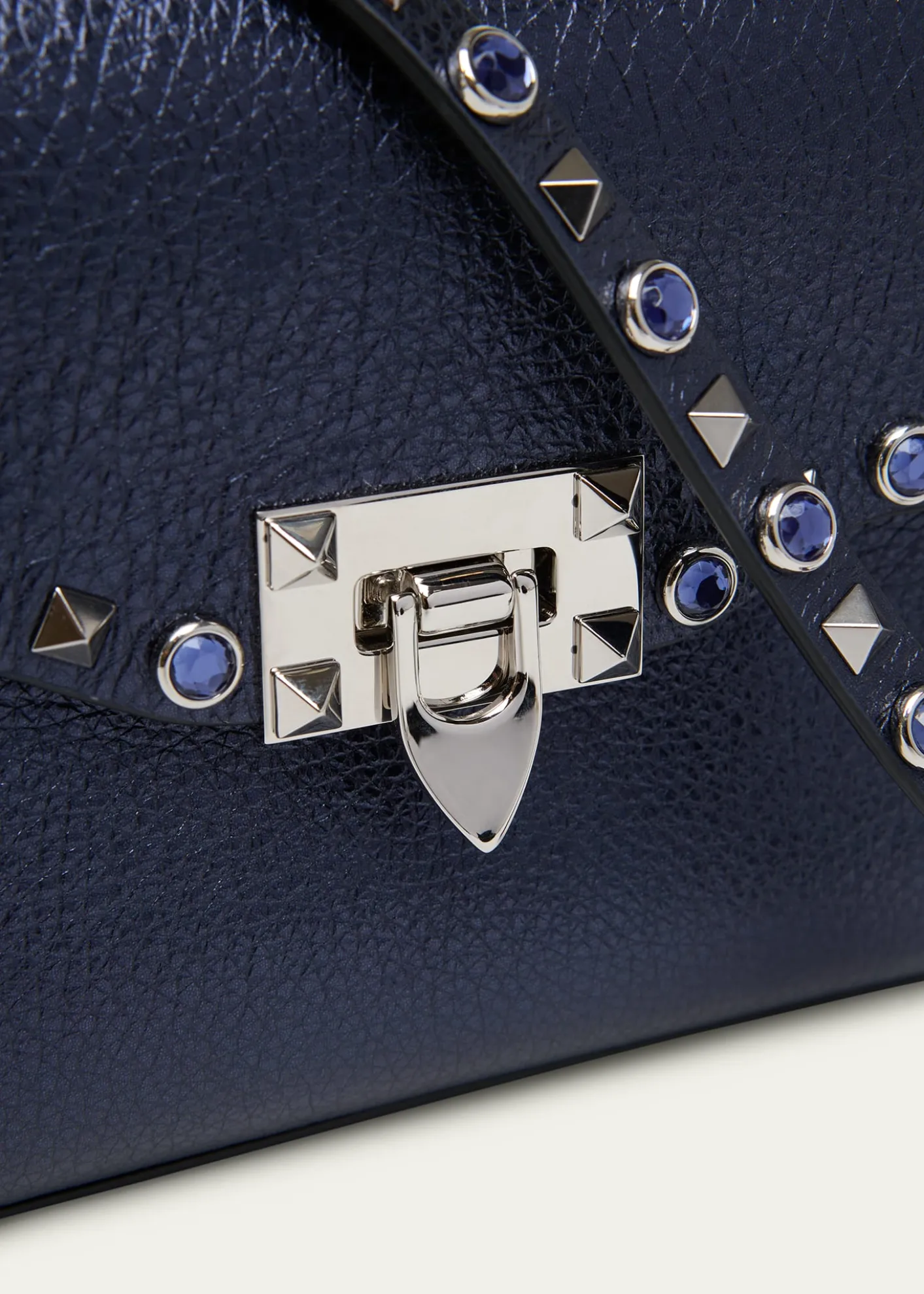 Valentino GaravaniSmall Rockstud & Rhinestone Metallic Leather Crossbody Bag