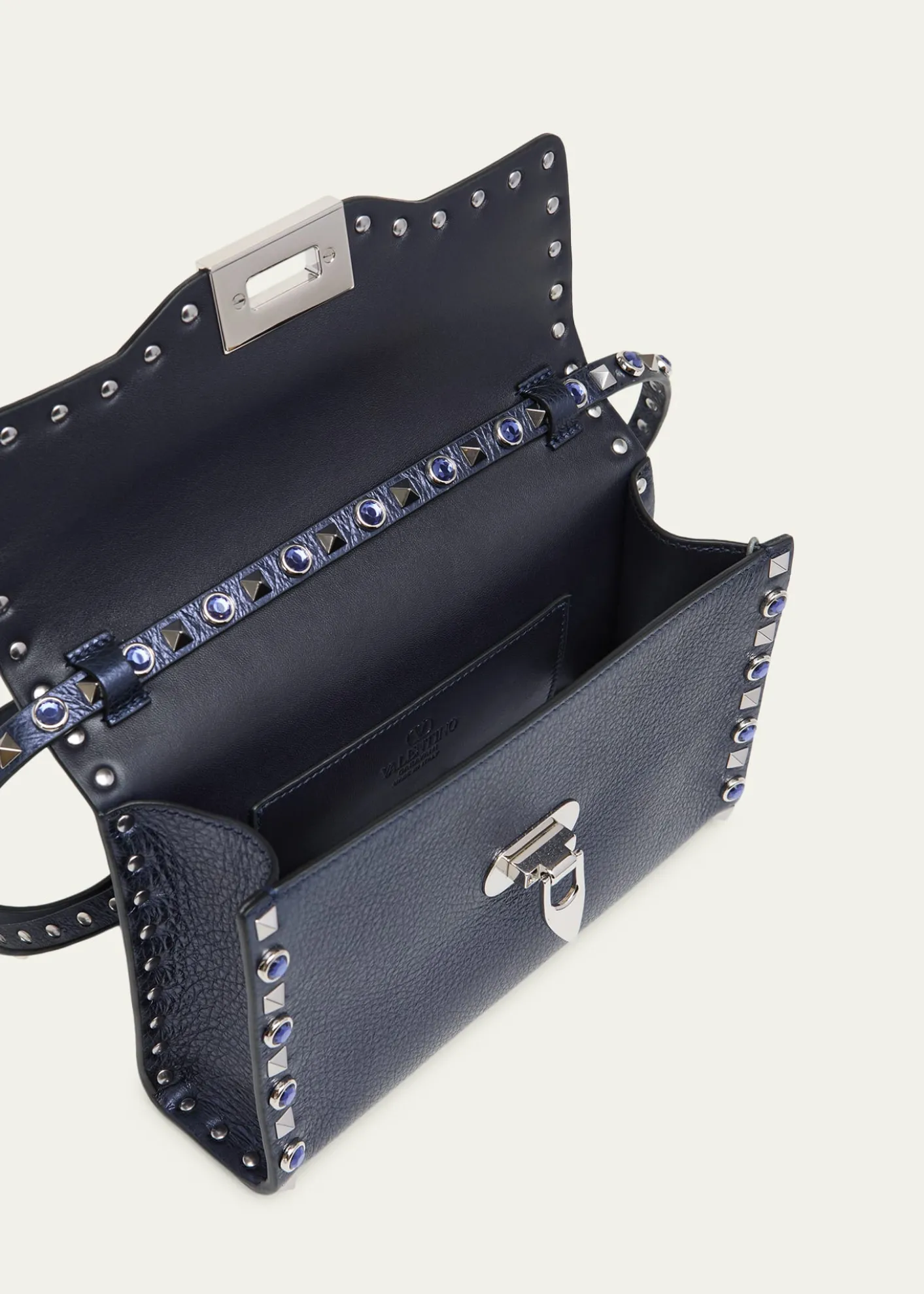 Valentino GaravaniSmall Rockstud & Rhinestone Metallic Leather Crossbody Bag