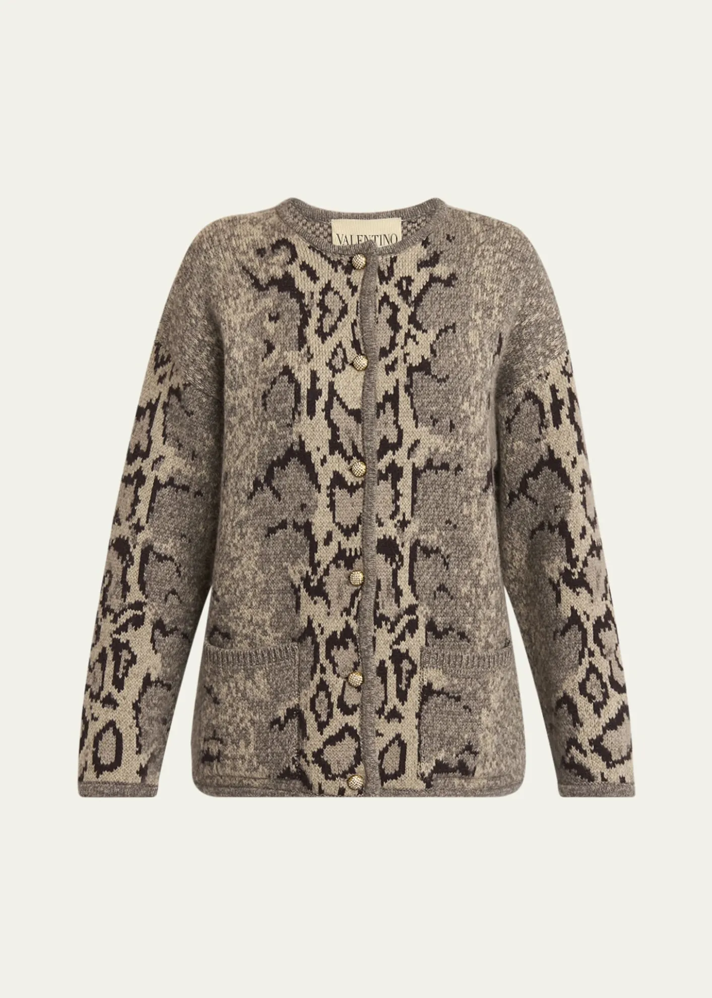 Valentino GaravaniSnakeskin-Knit Cashmere Cardigan