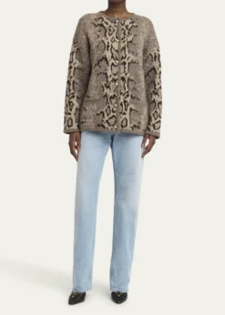 Valentino GaravaniSnakeskin-Knit Cashmere Cardigan