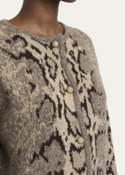 Valentino GaravaniSnakeskin-Knit Cashmere Cardigan