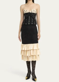 Valentino GaravaniStrapless Polka Dot Ruched Bustier