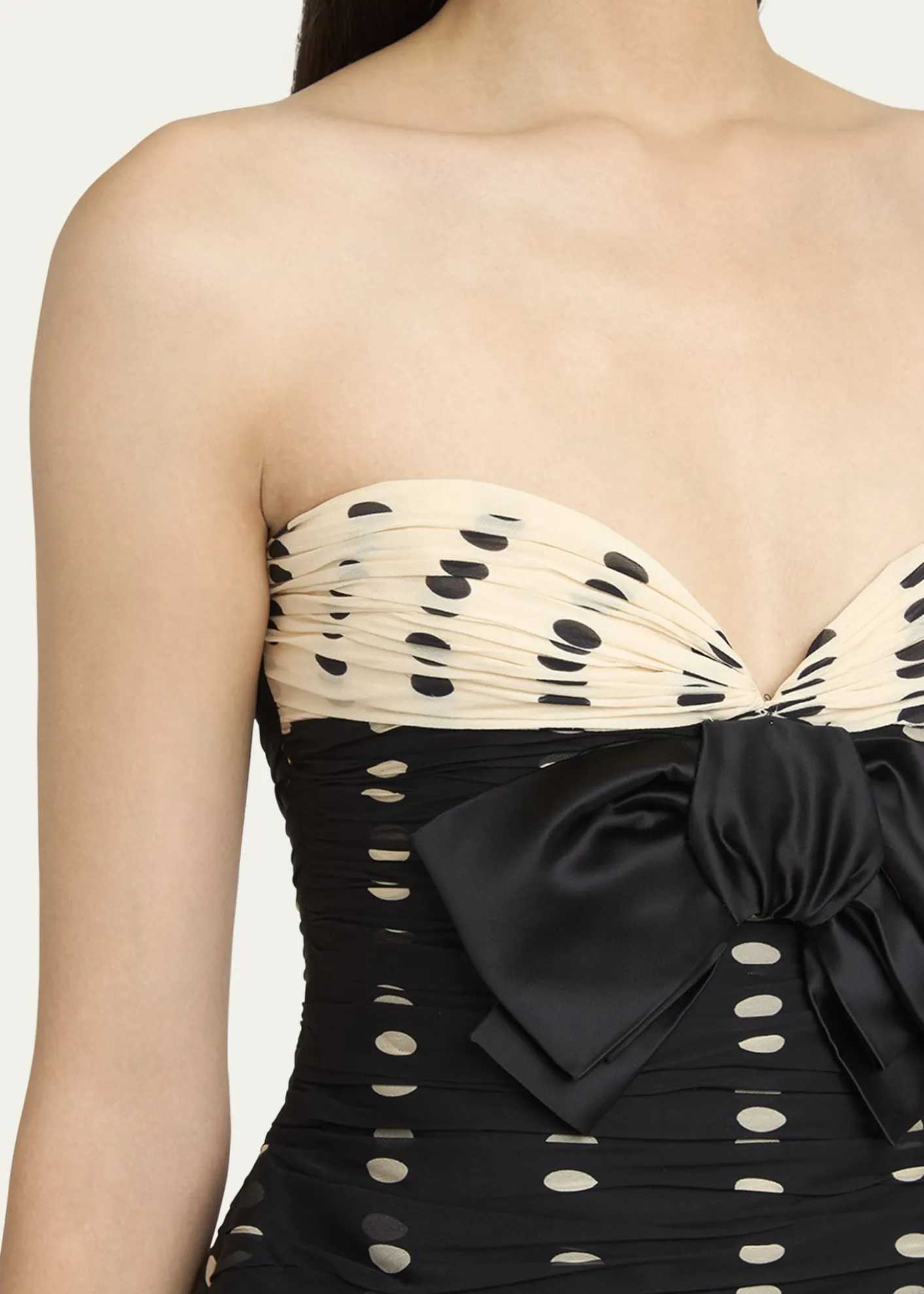 Valentino GaravaniStrapless Polka Dot Ruched Bustier