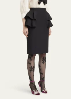 Valentino GaravaniTiered Peplum Midi Wool Skirt