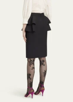 Valentino GaravaniTiered Peplum Midi Wool Skirt