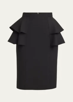 Valentino GaravaniTiered Peplum Midi Wool Skirt