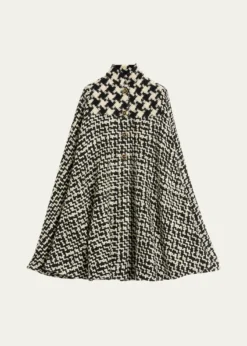 Valentino GaravaniTweed Houndstooth Wool Cape