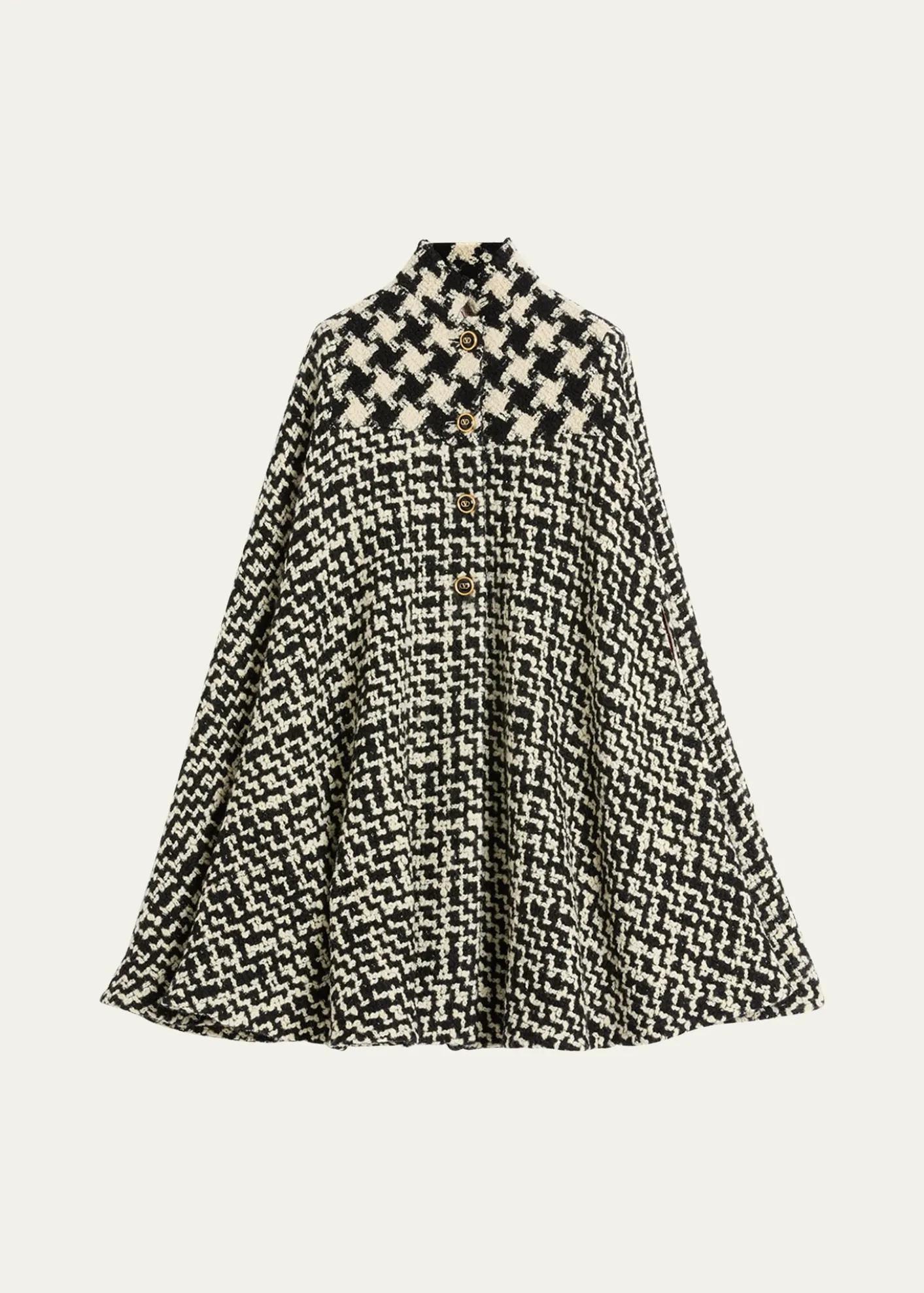 Valentino GaravaniTweed Houndstooth Wool Cape