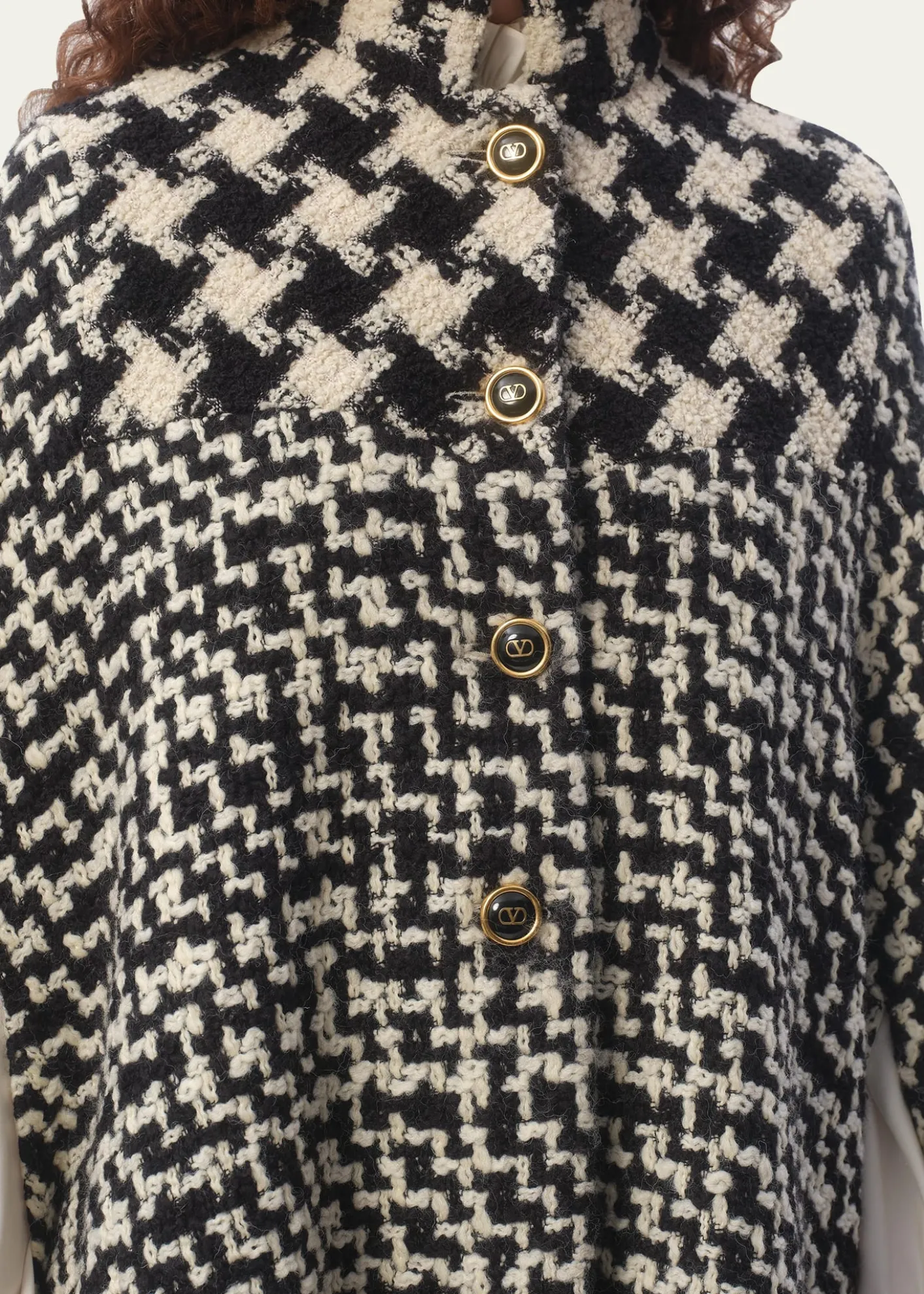 Valentino GaravaniTweed Houndstooth Wool Cape
