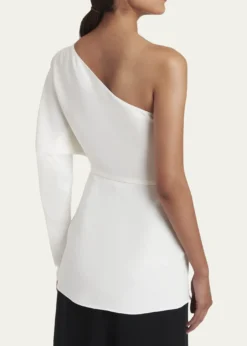 Valentino GaravaniTwisted Silk Cady Long-Sleeve One-Shoulder Top