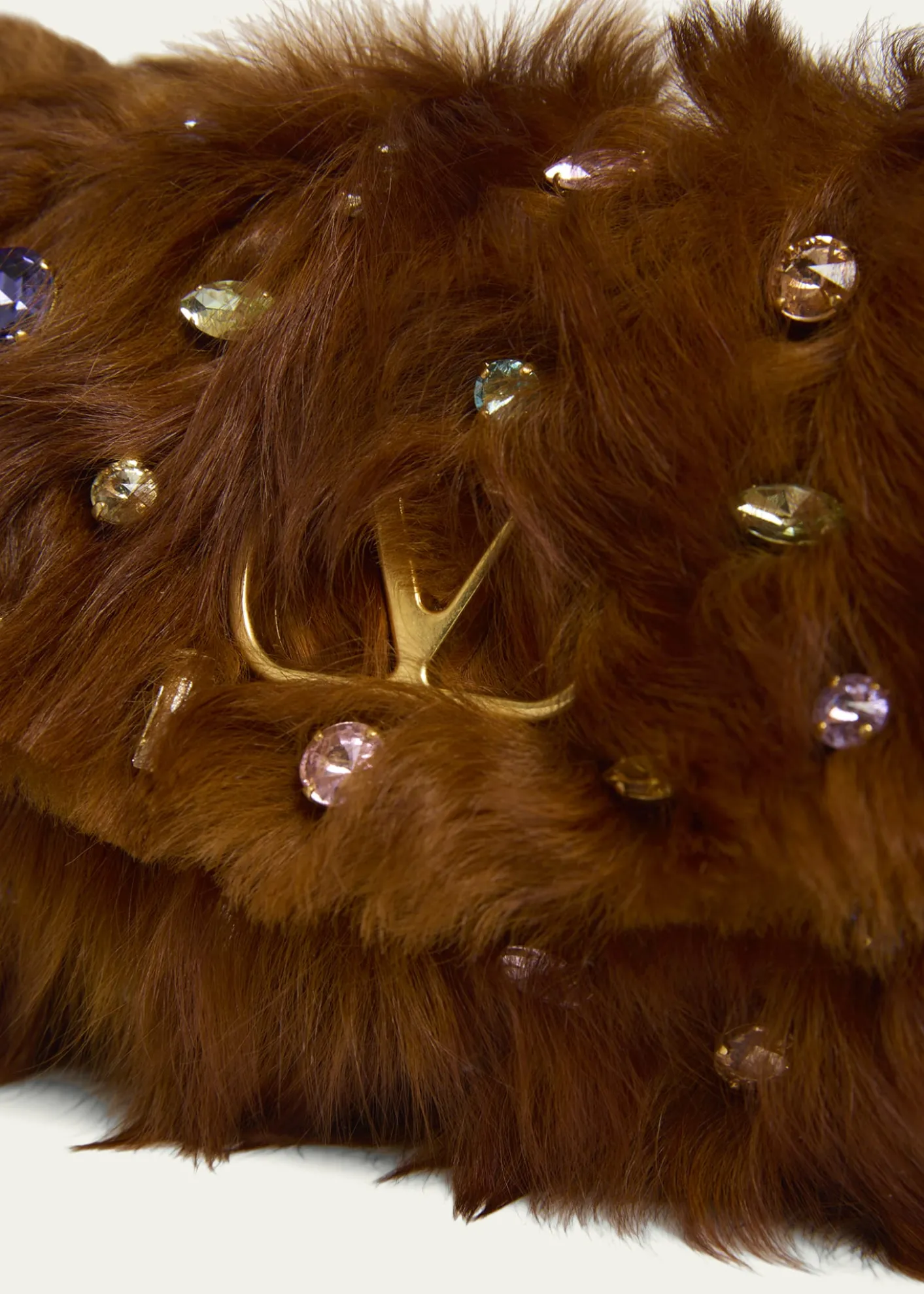Valentino GaravaniVain Strass Fuzzy Shearling Shoulder Bag
