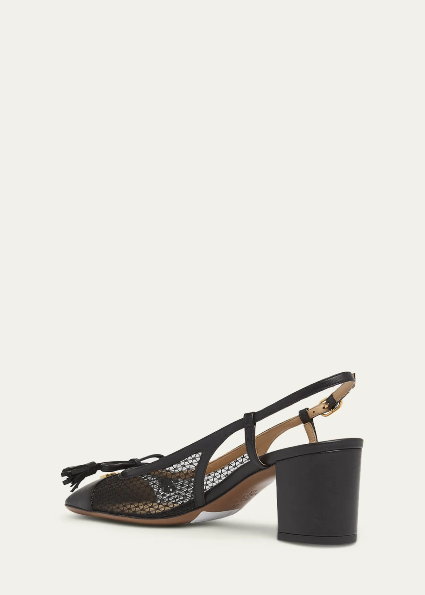 Valentino GaravaniValet Du Roi VLogo Leather and Mesh Slingback Pumps