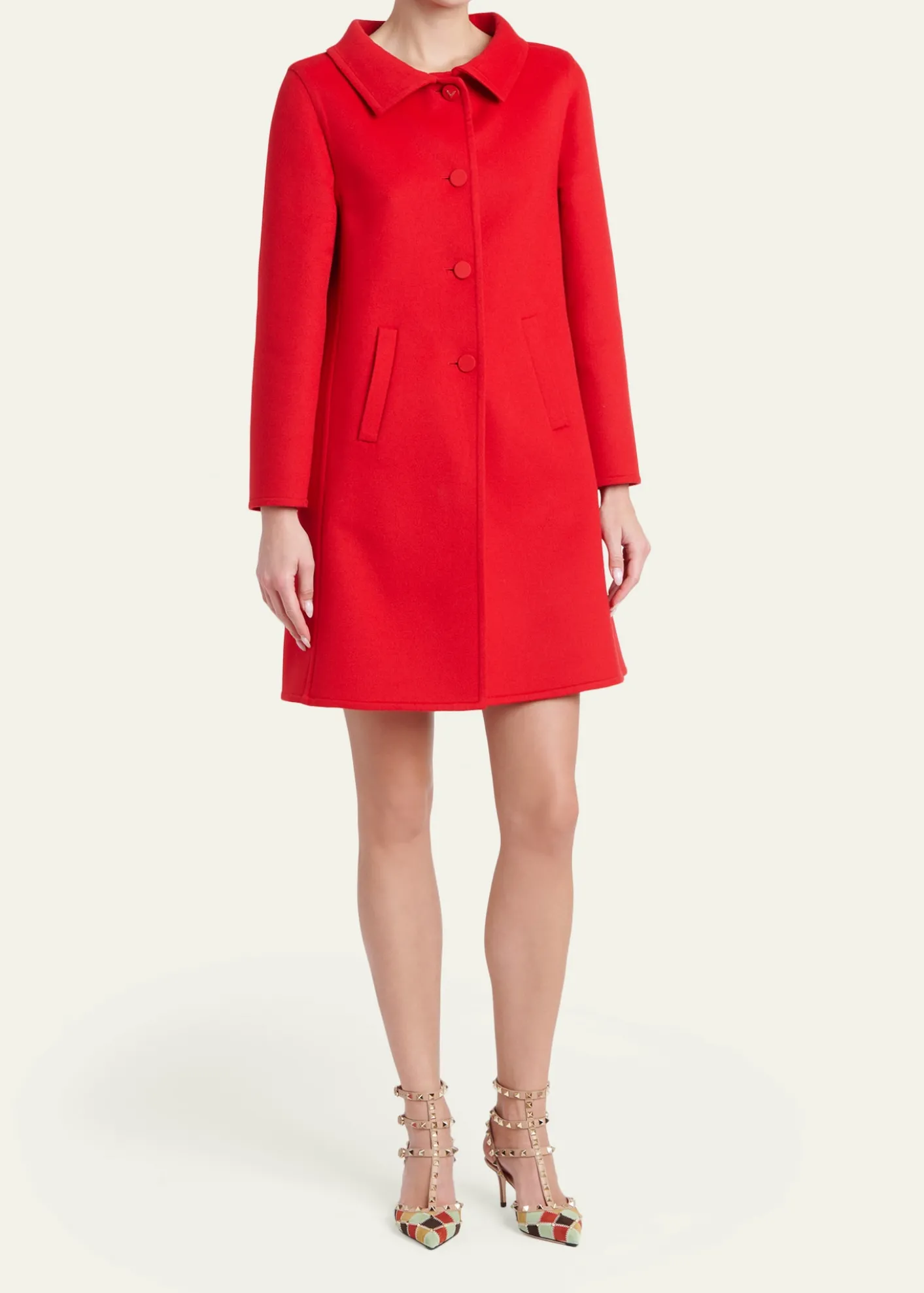 Valentino GaravaniVirgin Wool-Cashmere A-Line Coat Dress