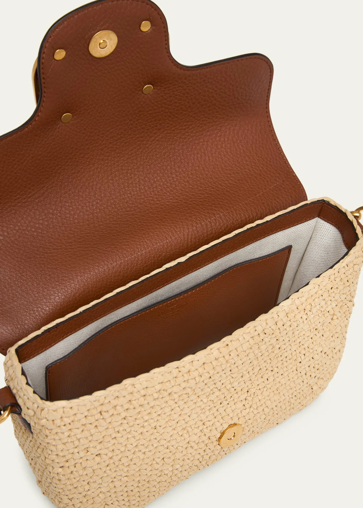 Valentino GaravaniViscose Raffia & Leather Top-Handle Bag