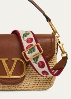 Valentino GaravaniViscose Raffia & Leather Top-Handle Bag