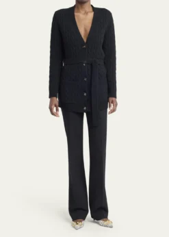 Valentino GaravaniV-Logo Cashmere Cable Knit V-Neck Cardigan