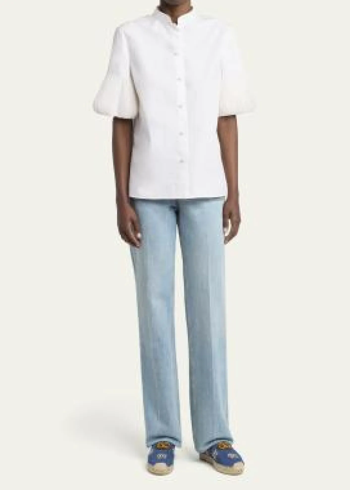 Valentino GaravaniVLogo Floral-Embroidered Denim Espadrille Mules