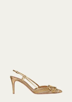 Valentino GaravaniVLogo Metallic Slingback Pumps
