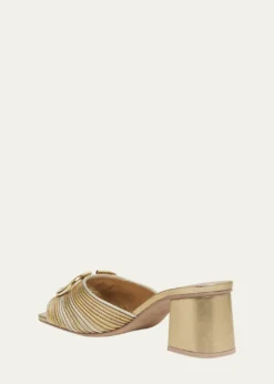 Valentino GaravaniVLogo Metallic Block-Heel Slide Sandals