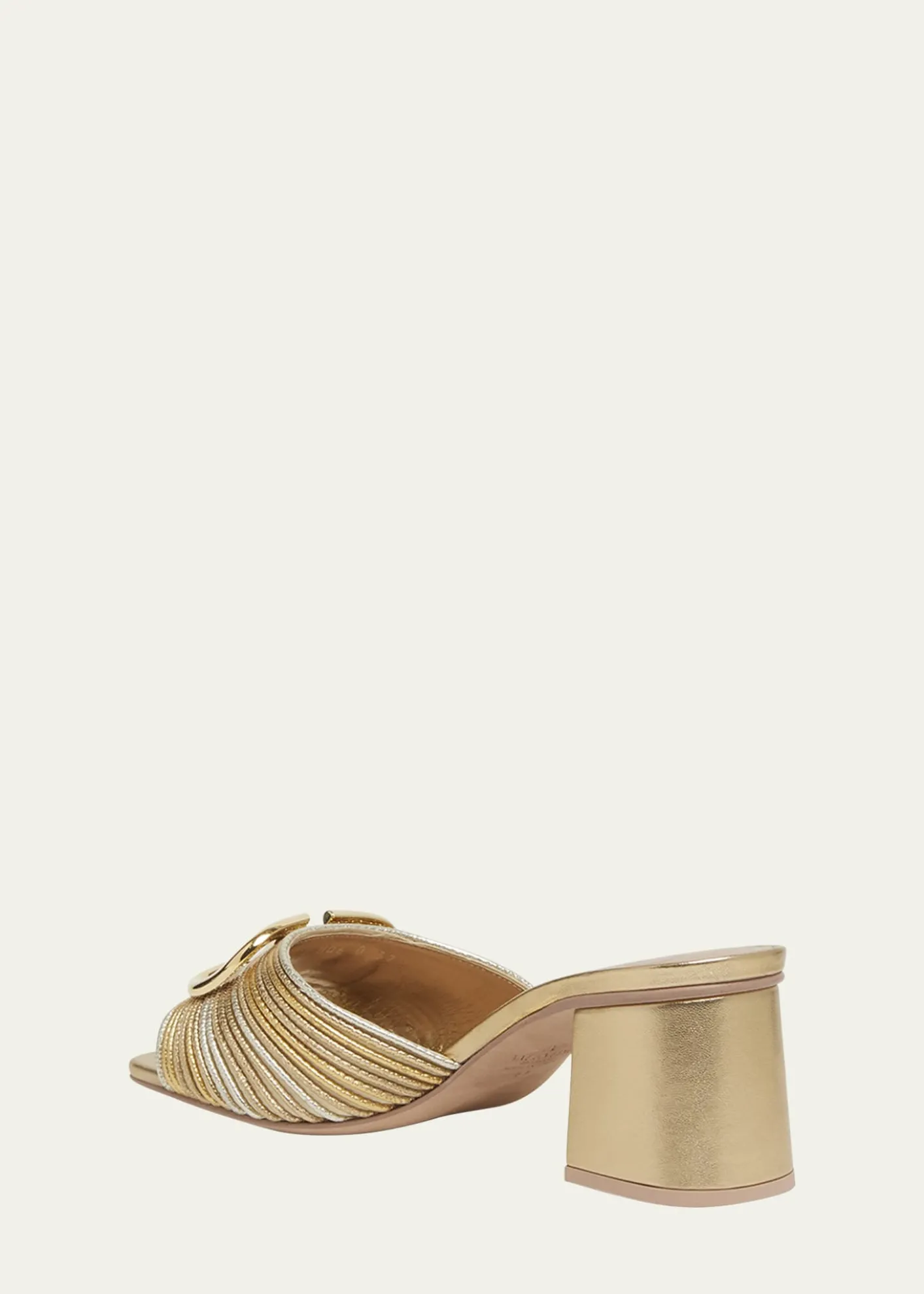 Valentino GaravaniVLogo Metallic Block-Heel Slide Sandals