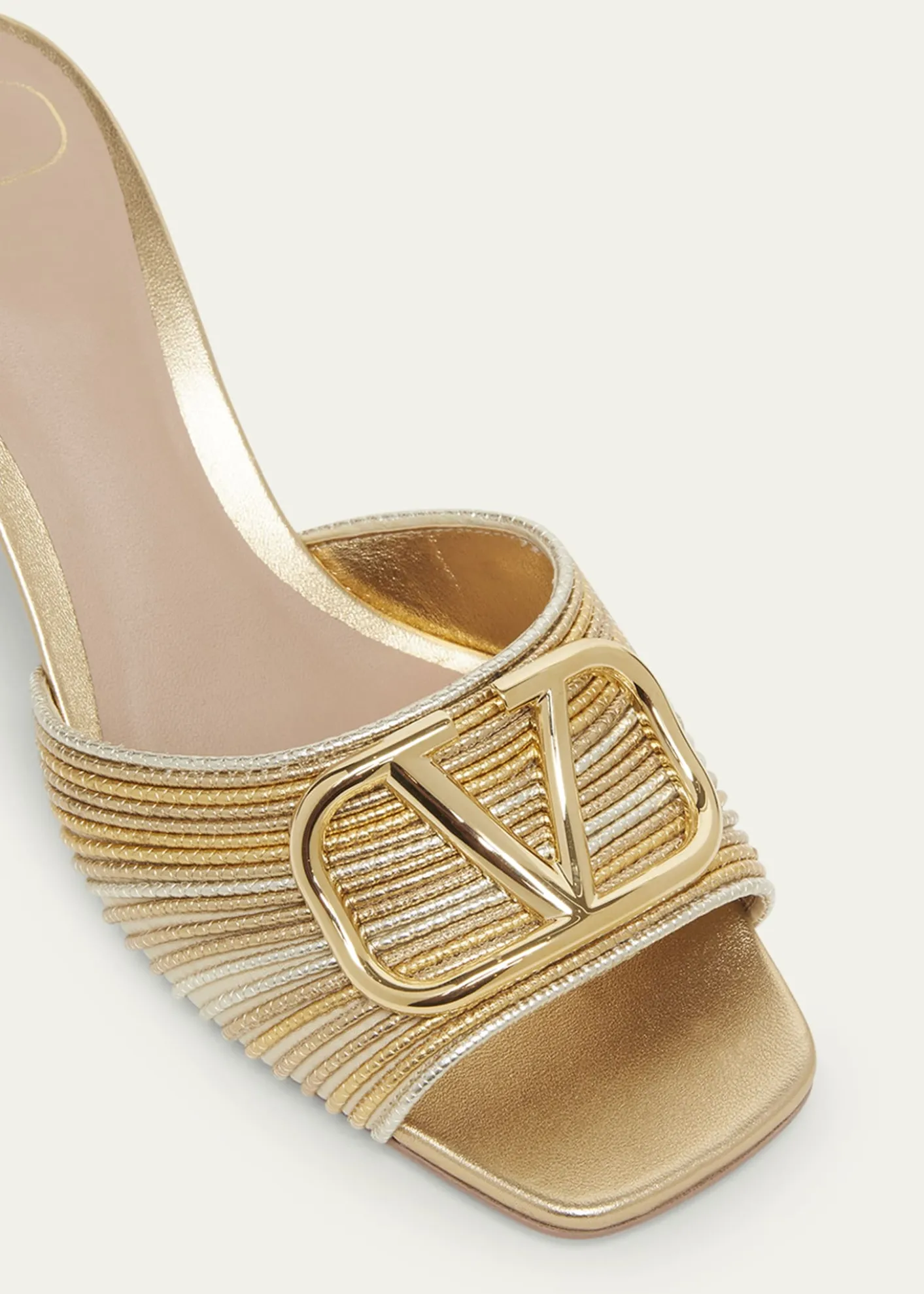 Valentino GaravaniVLogo Metallic Block-Heel Slide Sandals