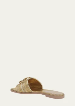 Valentino GaravaniVLogo Metallic Flat Slide Sandals