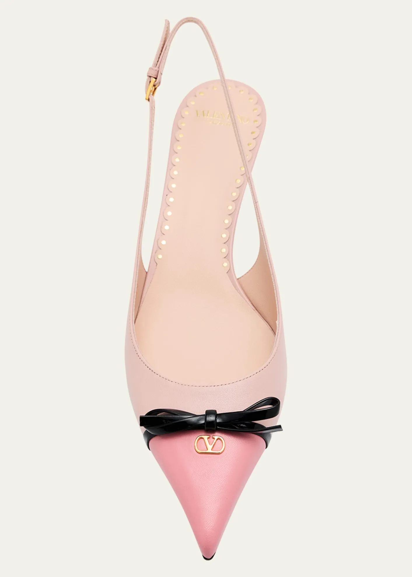 Valentino GaravaniVLOGO Pointed Slingback Leather Kitten Pumps