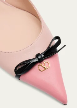 Valentino GaravaniVLOGO Pointed Slingback Leather Kitten Pumps
